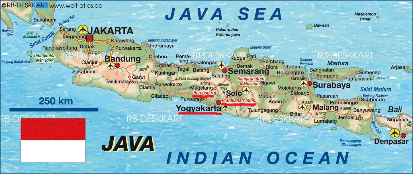 Остров Ява на карте Индонезии